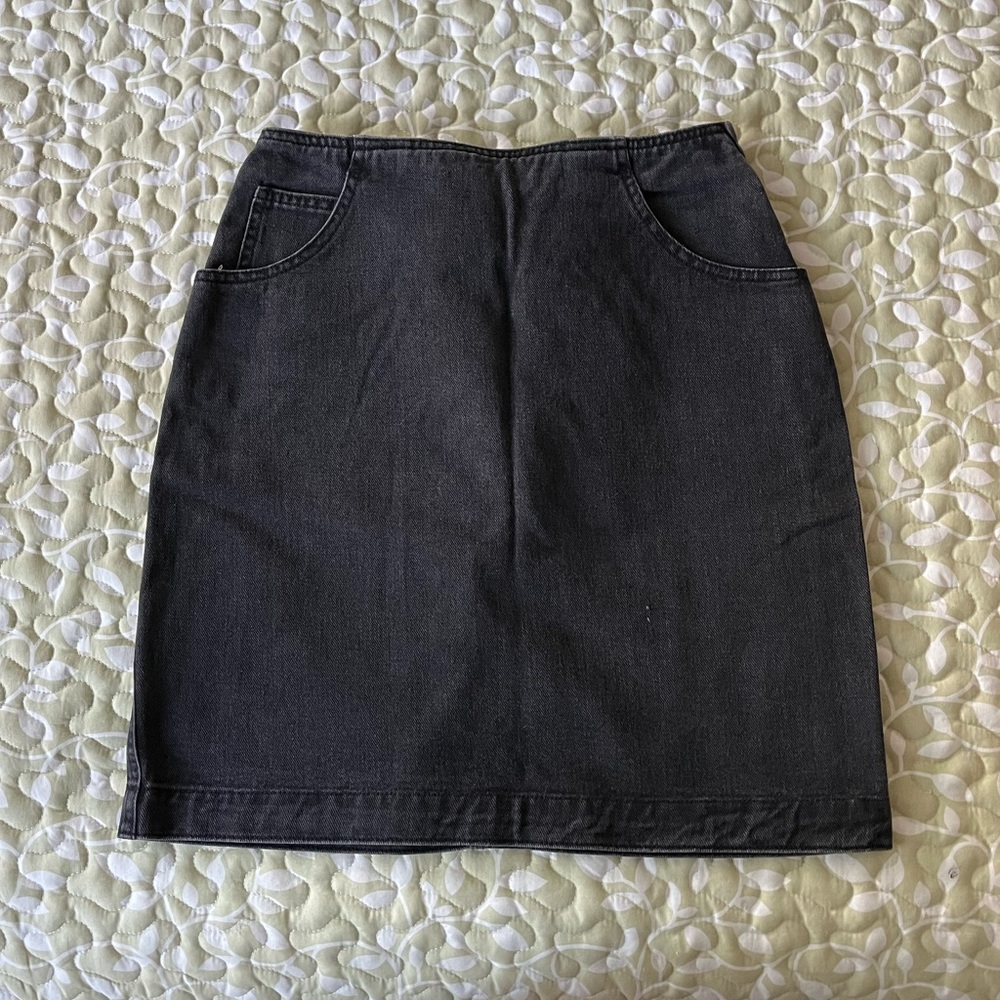 Calvin Klein Sport | black denim mini skirt with zip | size 6
